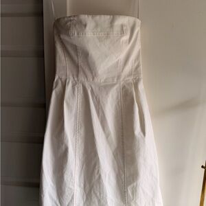 Theory Strapless White Cotton Dress